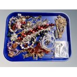 A tray of named costume necklaces etc including Danish design Pilgrim,