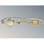 A lady's 18ct gold wristwatch on plated expanding strap,