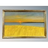 Danish School : Tall grass with sunset beyond, oil on canvas,