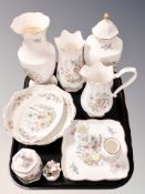 A tray of Aynsley Wild Tudor and other floral china