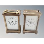 Two brass cased carriage timepieces,