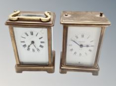 Two brass cased carriage timepieces,