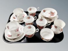 A tray of Royal Albert Centenial Rose tea china