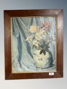 Danish School : Still life with flowers in Delft vase, oil on canvas,