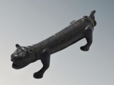 A bronze ornamental cannon barrel in the form of a tiger,