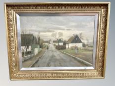 Danish School : A rural village road, oil on canvas,