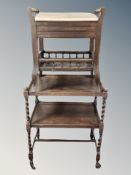 An Edwardian piano stool together with a two tier trolley