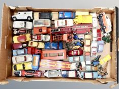 A box of die cast model vehicles,