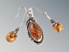 A collection of amber jewellery etc