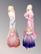 Four china figures - Two by Royal Doulton,