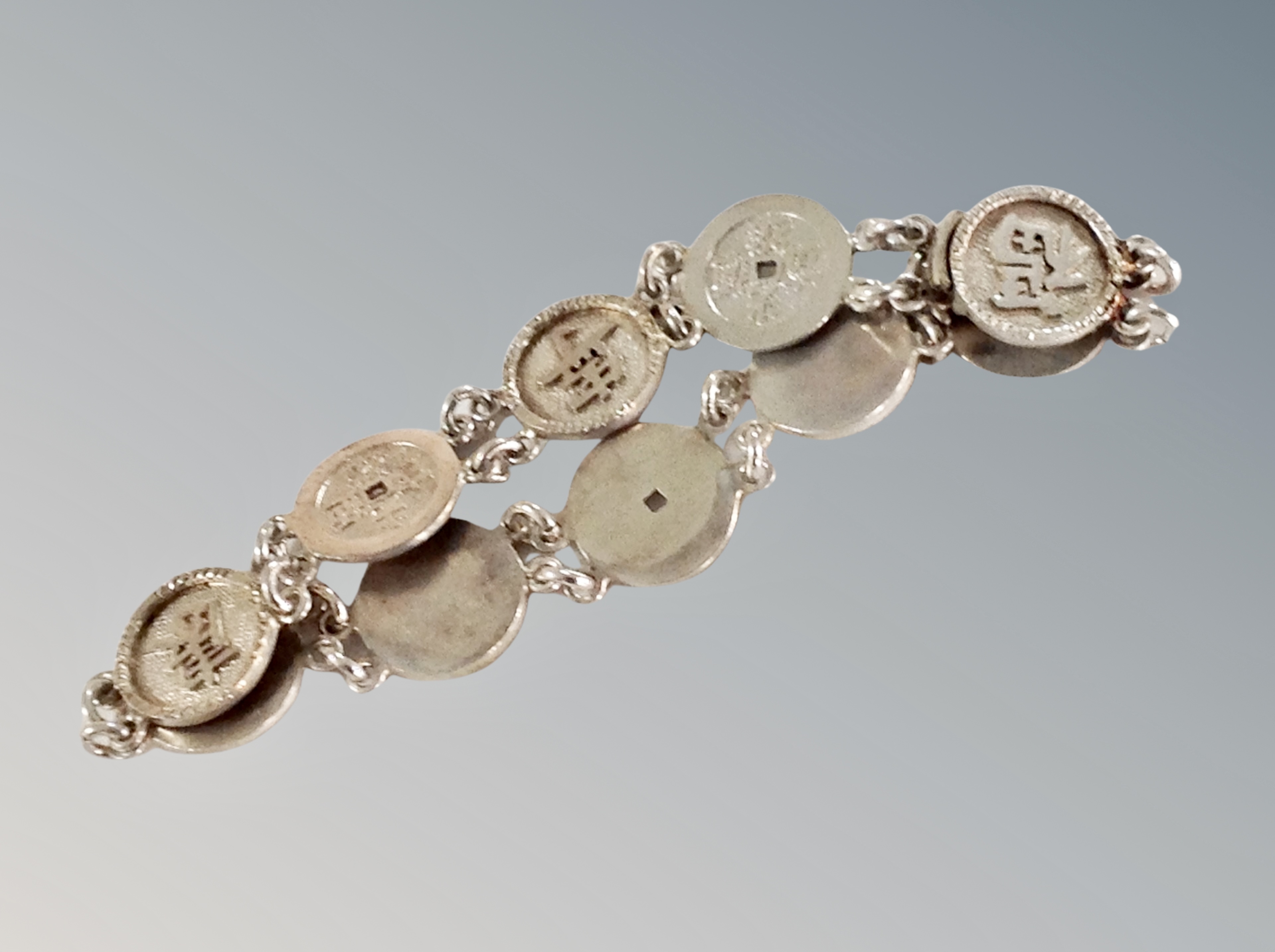 A silver bracelet