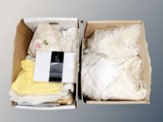 Two boxes of linen, lace,