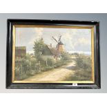 Danish School : Rural track with windmill, oil on canvas,