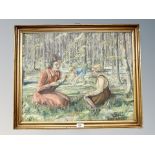 Danish School : Figures in a forest glade, oil on canvas,