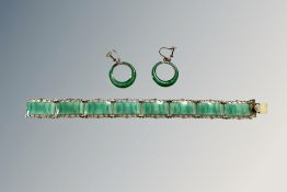 A Norwegian silver and enamel bracelet and matching earrings by Kristian Hestenes