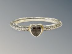 A Pandora silver ring with heart shaped stone, stamped S925 ALE 54,