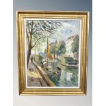 Danish School : Boats on a canal, oil on canvas,
