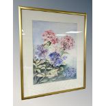 Margaret Adamson : Still life of hydrangea, watercolour,