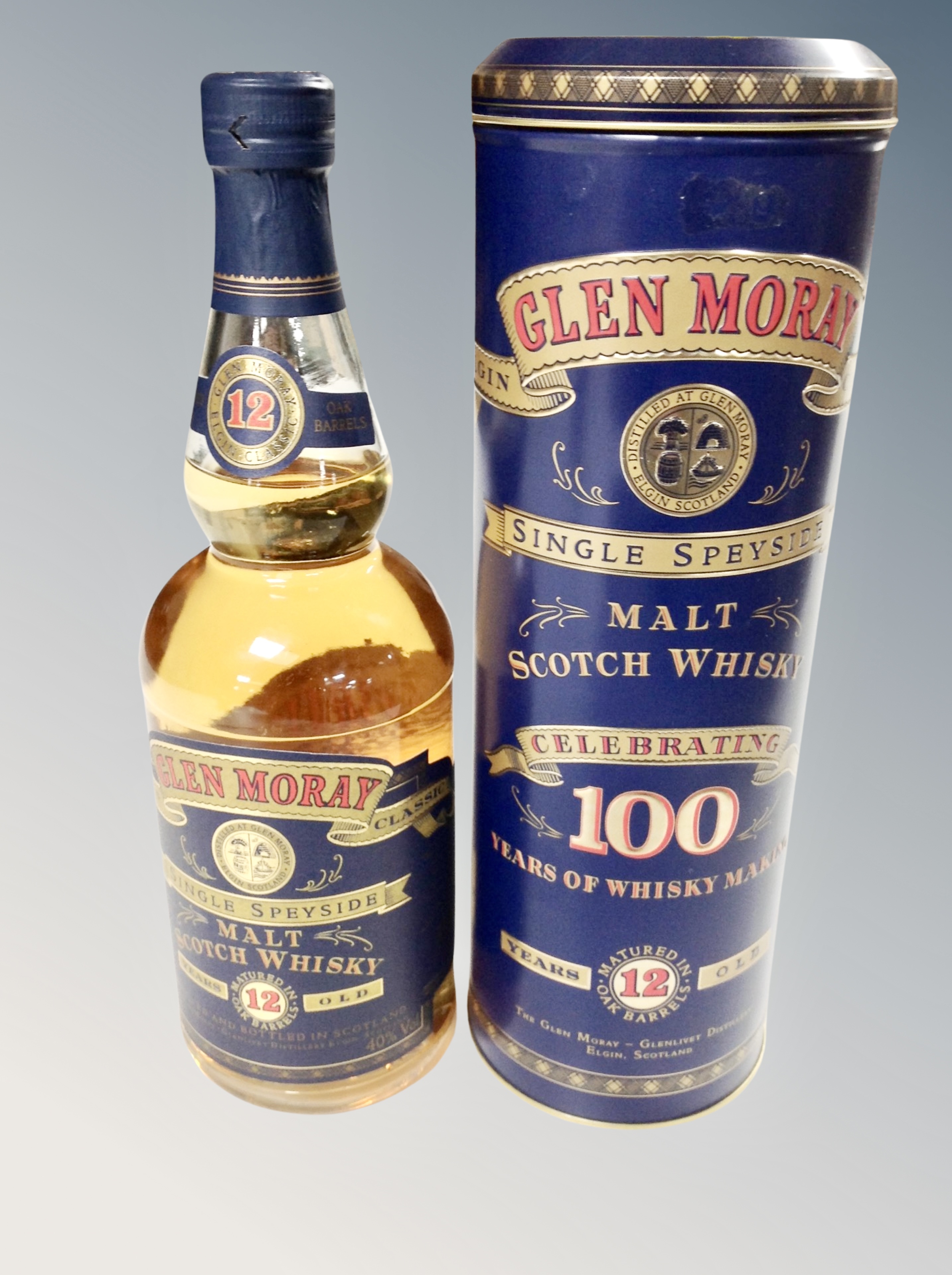 A bottle of Glen Moray Single Speyside Malt Scotch Whisky, 70cl,