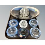 A tray of art and studio glass, continental dishes,