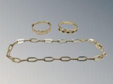 Two 9ct gold rings and a bracelet CONDITION REPORT: 5.