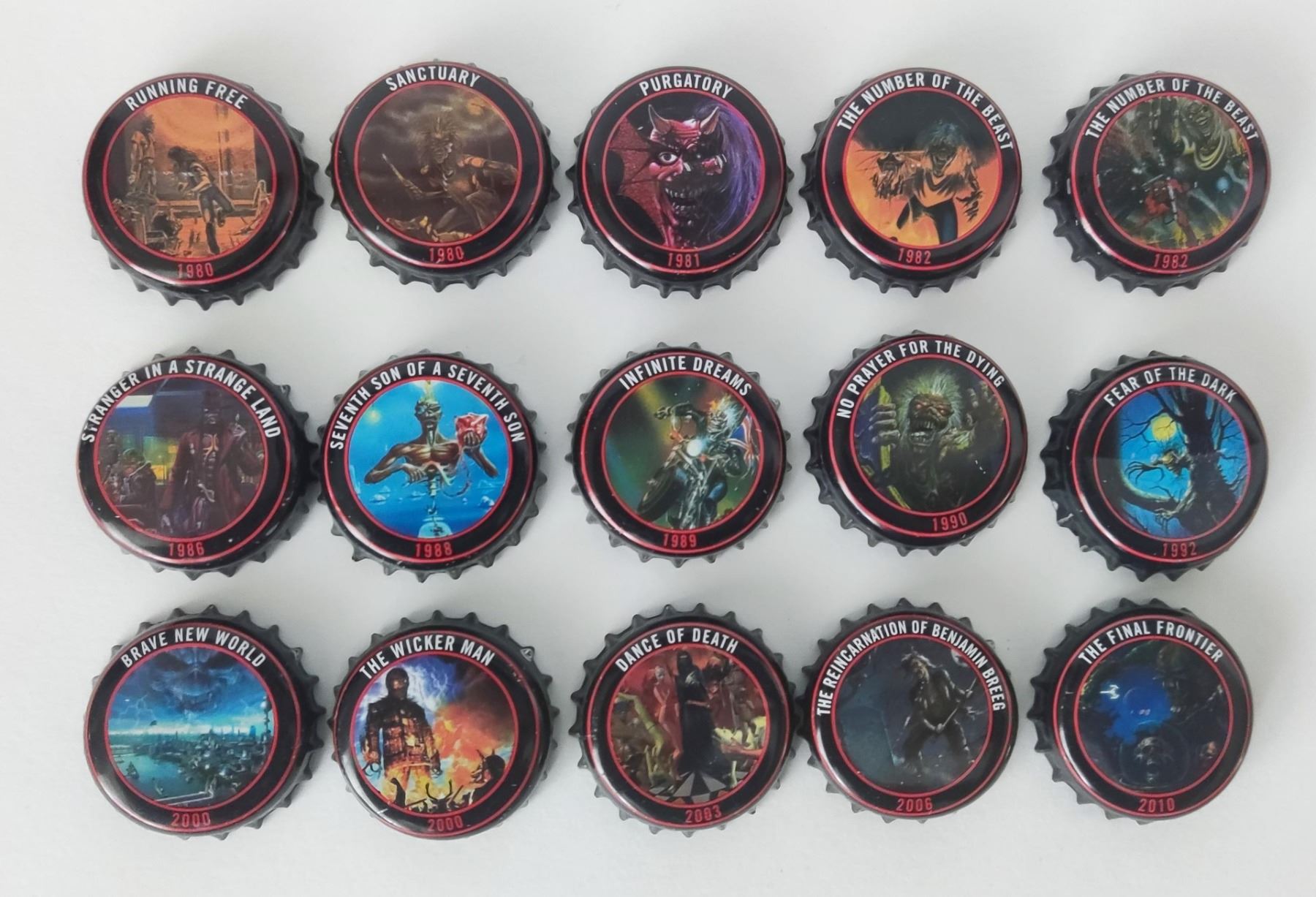 Fifteen limited edition Iron Maiden Trooper beer bottle caps