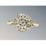 An 18ct gold diamond cluster ring, size K CONDITION REPORT: 3.