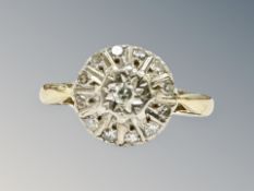 An 18ct gold diamond cluster ring, size K CONDITION REPORT: 3.