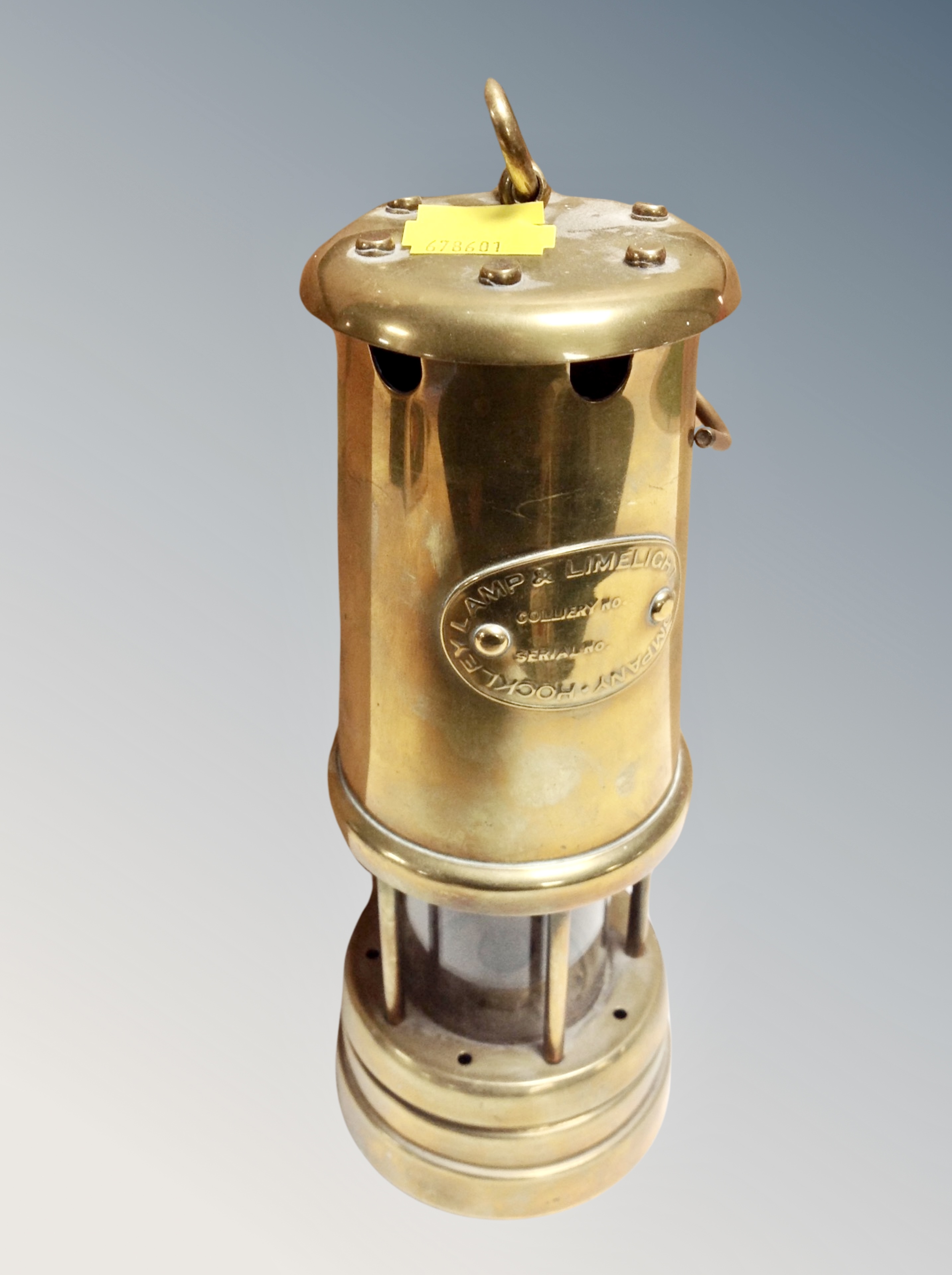 A brass Hockley miner's lamp