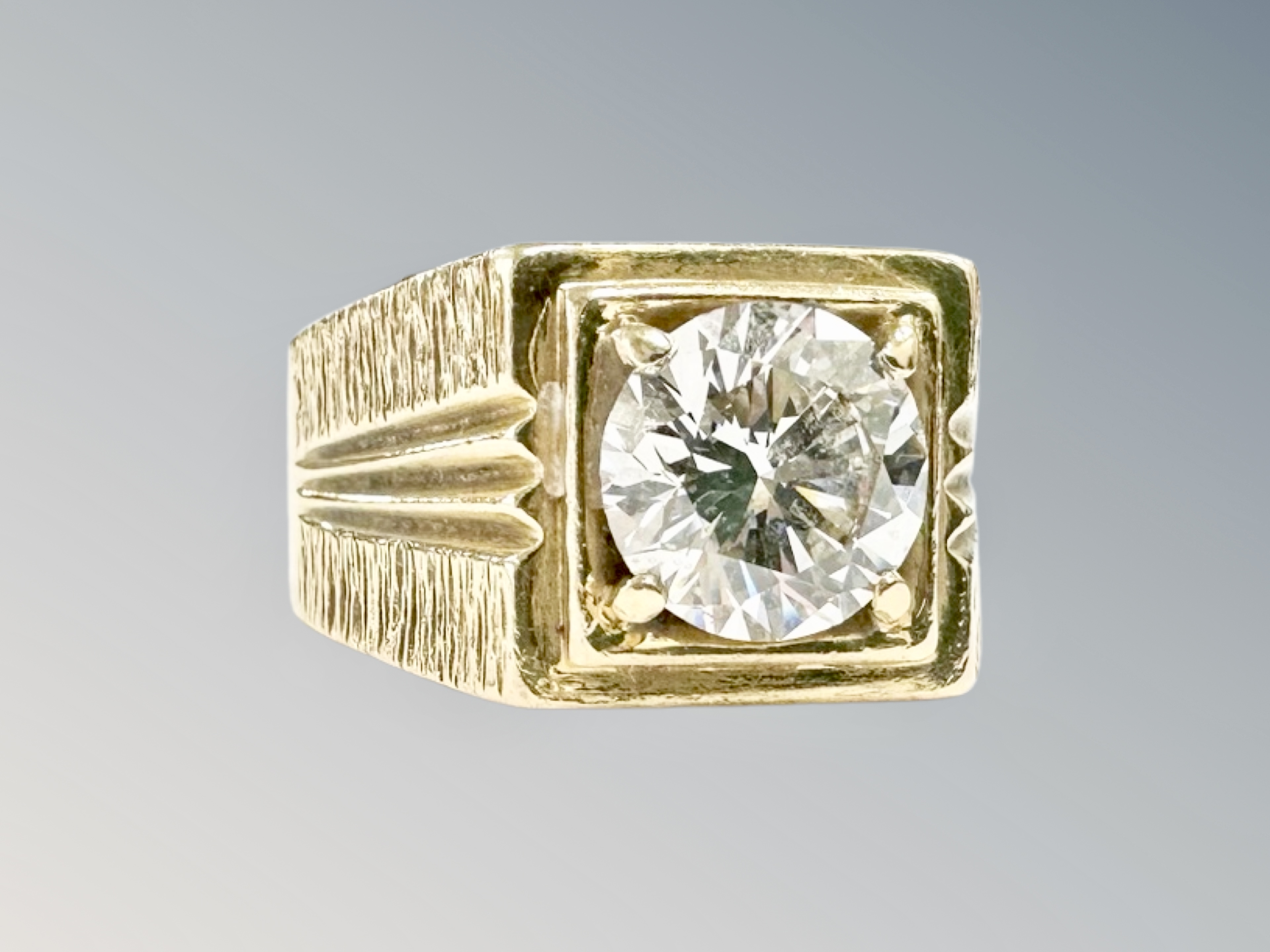 An 18ct yellow gold Gentleman's diamond solitaire ring, size P/Q, 11. - Image 2 of 3