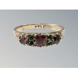 A Victorian ruby and emerald ring stamped 12ct, size O CONDITION REPORT: 1.