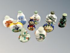 Ten Chinese porcelain scent bottles,