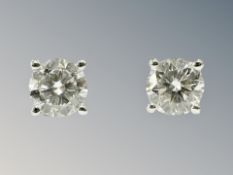 A pair of 18ct white gold diamonds stud earrings, each approximately 0.3ct.