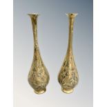 A pair of Indian mixed metal vases,