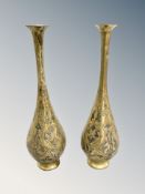 A pair of Indian mixed metal vases,