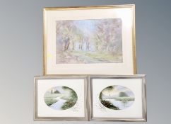 A Joyce Gray pastel study, woodland scene, in frame and mount,