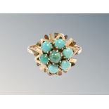 A rose gold turquoise cluster ring,