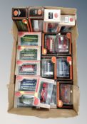 A box of sixteen Exclusive first edition die cast buses,
