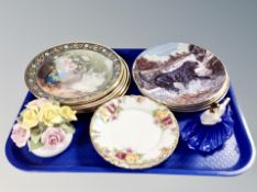 Royal Doulton cat and dogs collector's plates, Royal Stafford tea plates, china flower posy,