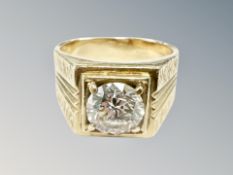 An 18ct yellow gold Gentleman's diamond solitaire ring, size P/Q, 11.