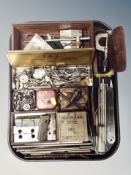 Vintage tins, collection of machinist pieces,