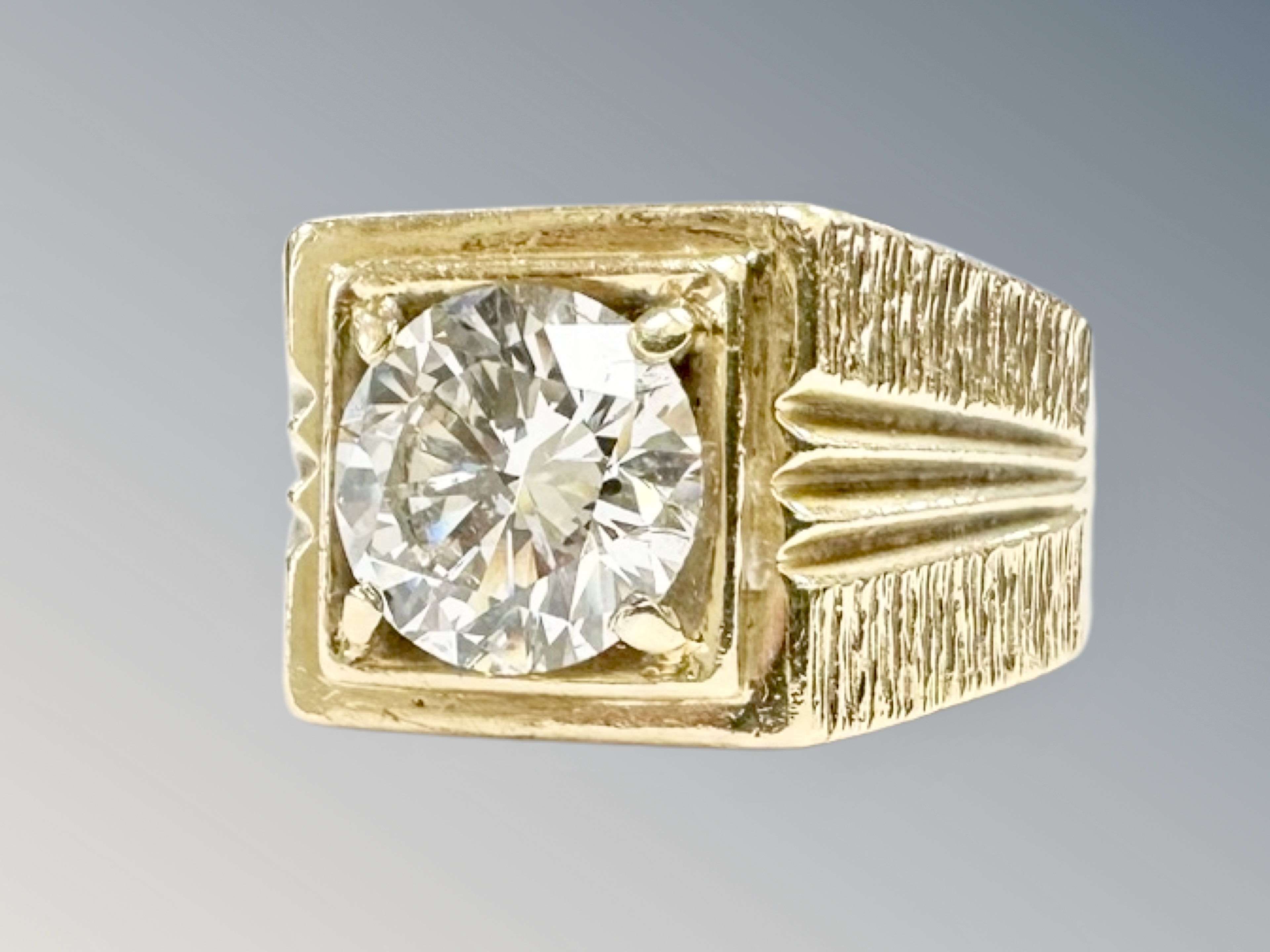 An 18ct yellow gold Gentleman's diamond solitaire ring, size P/Q, 11. - Image 3 of 3