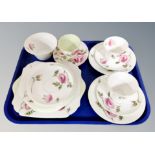 A tray of Shelley bone china rose pattern tea china