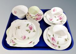 A tray of Shelley bone china rose pattern tea china