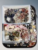 A tray of costume jewellery and gent's cuff links