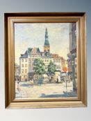 Danish School : A town market, oil on canvas,