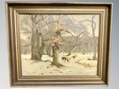 A Danielsen : Deer in woodland, oil on canvas,