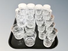 A tray of crystal whisky tumblers