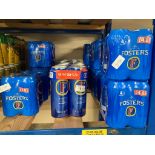 Eighty cans of Fosters Lager, pint cans and 440 ml cans.