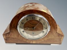 A walnut Art Deco Westminster chime mantel clock